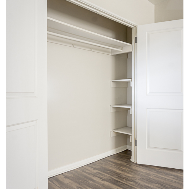 Closet with doors open